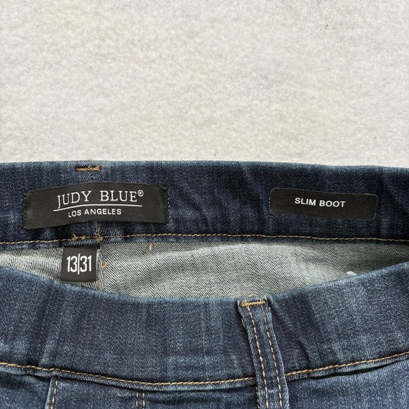 Judy Blue Slim Boot Jeans Womens 13/31 Blue Dark Wash High Rise Stretch Denim - Picture 4 of 13